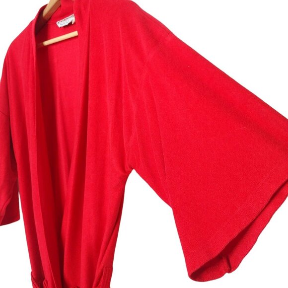 Vintage McGregor Mens OSFA Robe Red Short Belted Pockets Sleepwear Acetate EUC - Picture 2 of 7